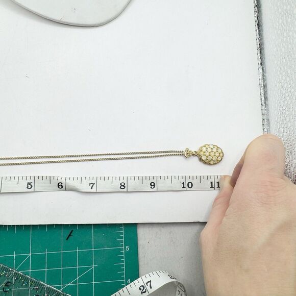 Emmons Vintage Opalescent Rhinestone Pendant Necklace  20” - Picture 11 of 11